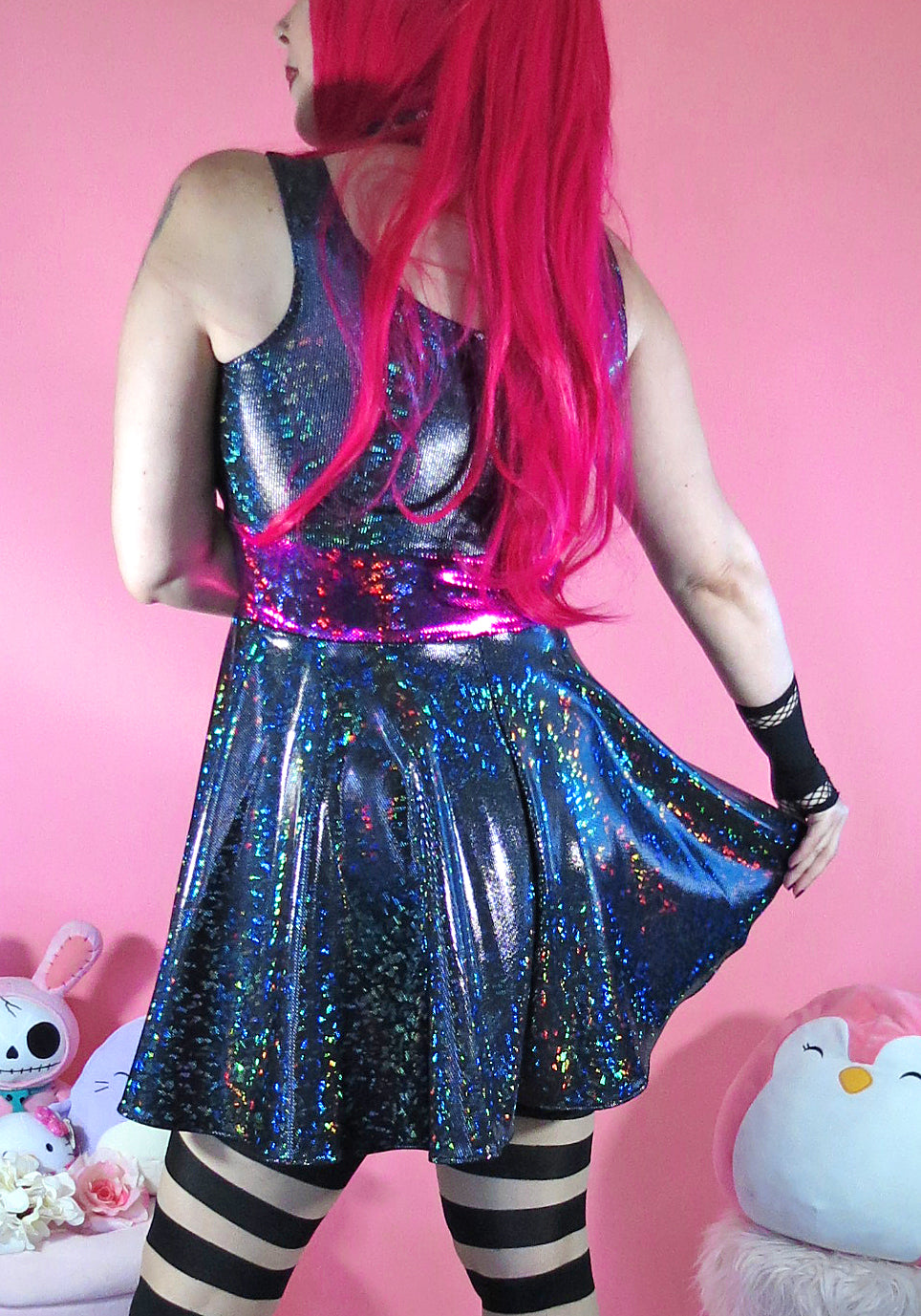 alien skater dress Amazon.com: HDE Shiny Metallic Alien Costume Dress Futuristic Sleeveless  Space Skater Dress Black