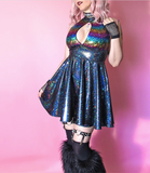 Midnight Rainbow Keyhole Dress