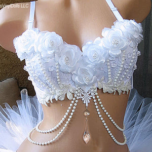 White Roses Rave Bra
