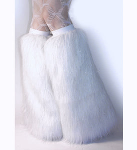 Sparkle White Fluffies Leg Warmers