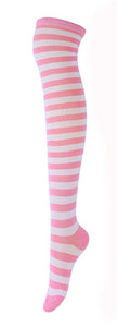 Pink White Striped Stockings