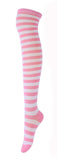 Pink White Striped Stockings