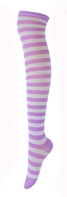 Purple White Striped Stockings