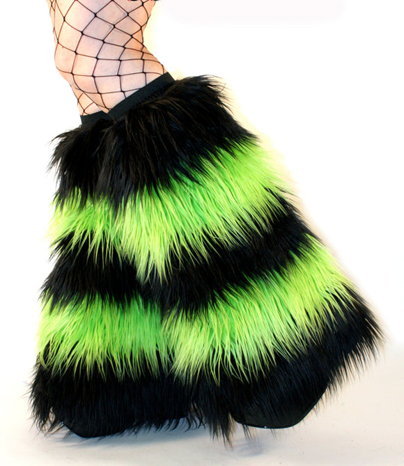 Striped Black Lime Green Fluffies