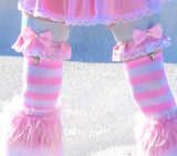 Pink White Striped Stockings